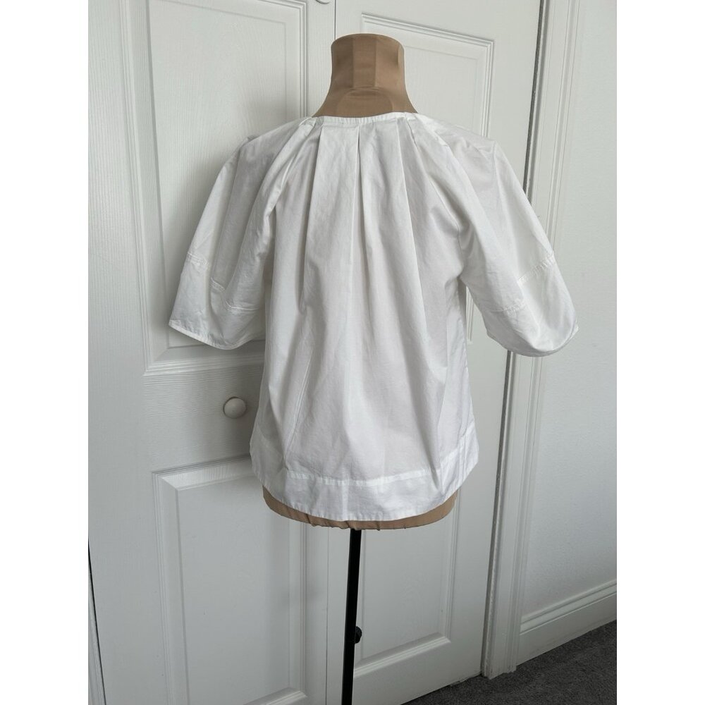 Madewell $98 Womens Short Sleeve Poplin Lace Up Top in White Size S #NW070 - Picture 6 of 12